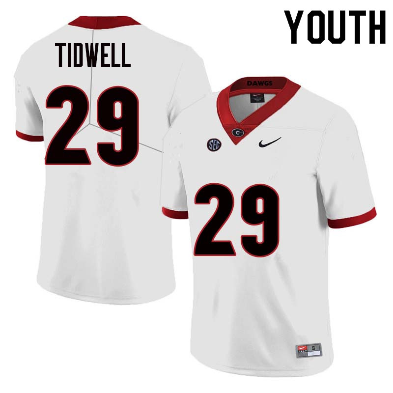 Youth Georgia Bulldogs #29 Lofton Tidwell College Football Jerseys Sale-White